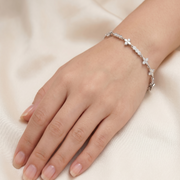 Celestial Floral 925 Sterling Silver Bracelet With Adjustable Length 8 Inch